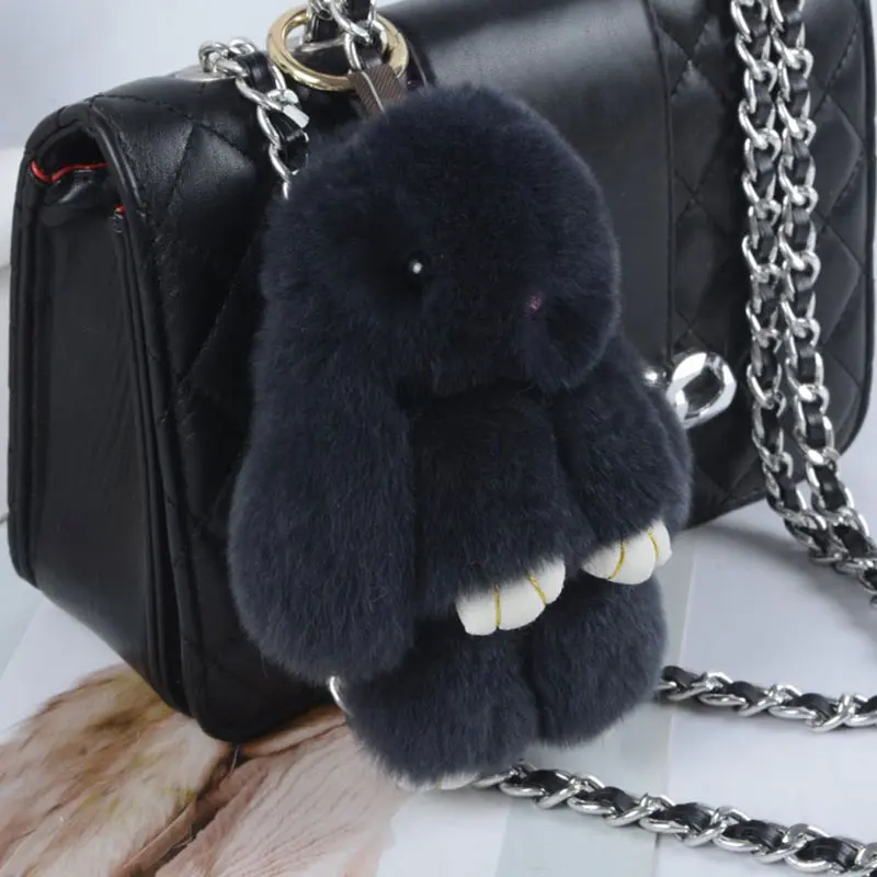 Брелок для ключей с милым плюшевым Кроликом женский меховой помпон кольцо