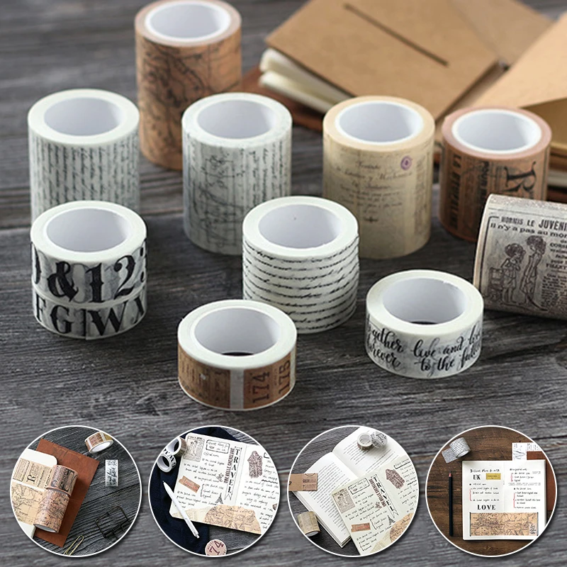 

Gothic Paper Washi Tape Vintage Alphabet Number Love Lettering World Map Newspaper Journal Adhesive Masking Tapes Sticker