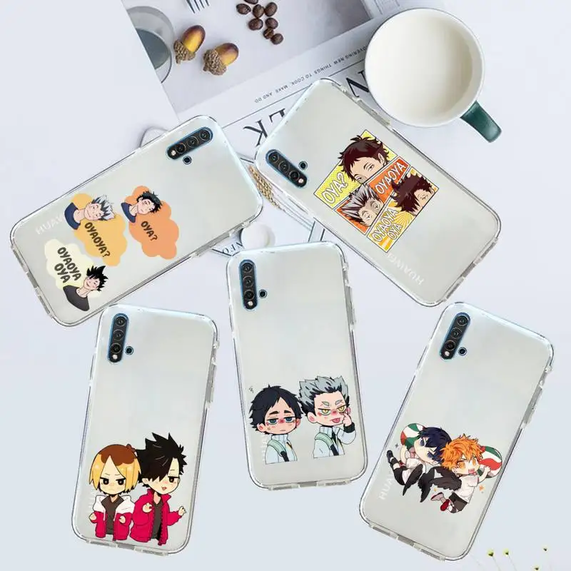 

Cute Japan Anime Oya Haikyuu Phone Case Transparent for Huawei honor P mate 40 20 30 10 50 i 9 x mate pro lite 8a