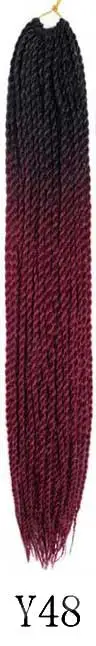 Qphair Ombre Сенегальские вьющиеся волосы крючком косы 24 дюйма 30 корней/упаковка синтетические плетеные волосы для женщин черные кроличьи волосы - Цвет: y48