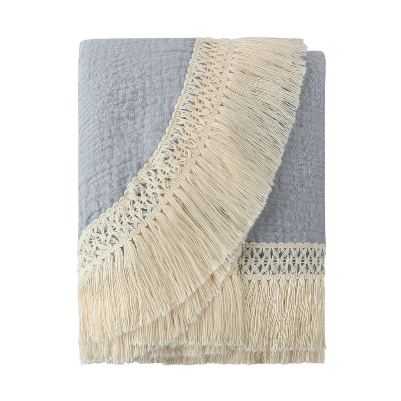 

Cotton Baby Blanket Fringe 2 Layer Newborn Tassel Blankets Swaddle Warp Bed Baby Photography Props Newborn Bath Towel