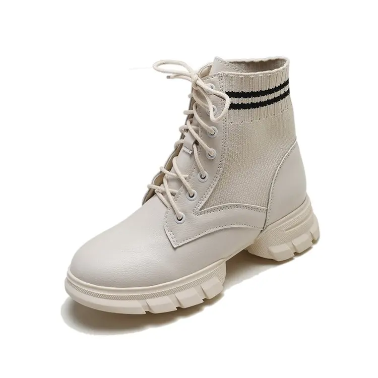 Сапоги Aleafalling женские вязаные мягкая кожа хлопок Уличная обувь для студенток