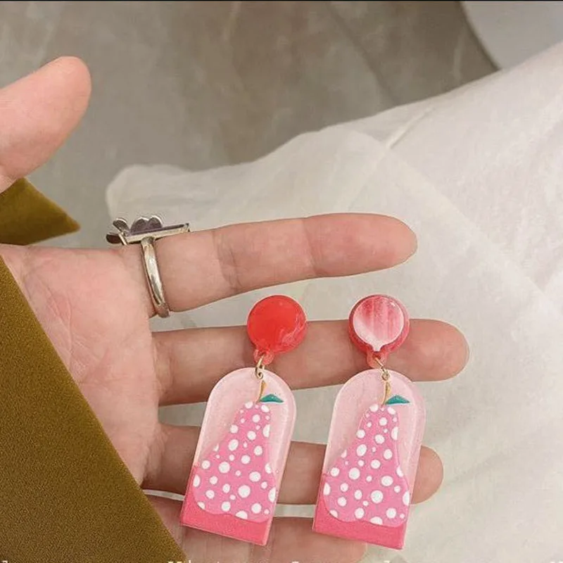 

Geometric Color Fruit Dangle Acrylic Printed Flower Earring Women Girl Earrings