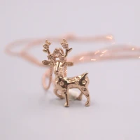 au750 pure 18k rose gold pendant bless lucky sika deer pendant men women gift 2 2 1g