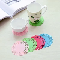 5pcs silicone coaster diy hollow lace non slip teacup insulation pad placemat for dining table kitchen accessories matspads