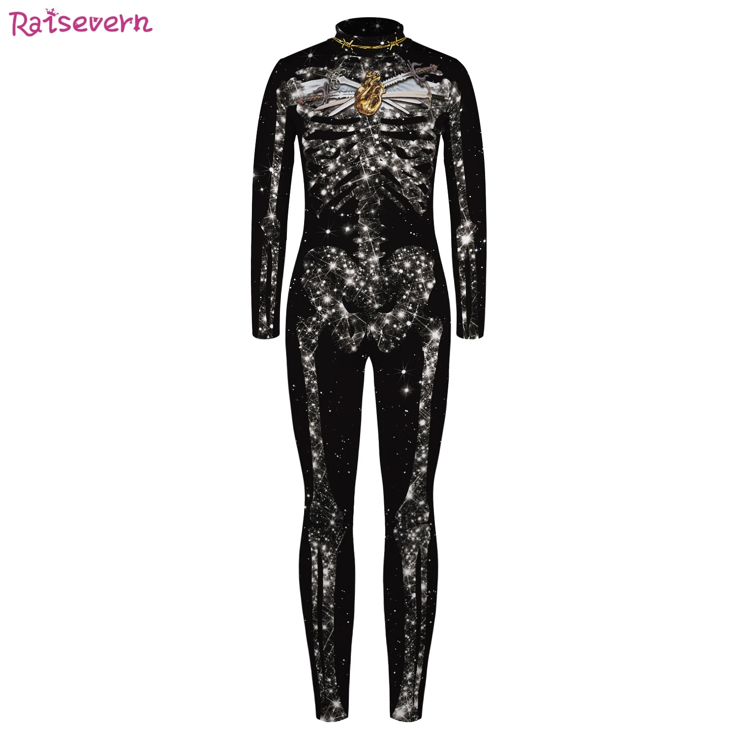 Raisvern/Детские комбинезоны на Хэллоуин с объемным принтом скелета и высоким