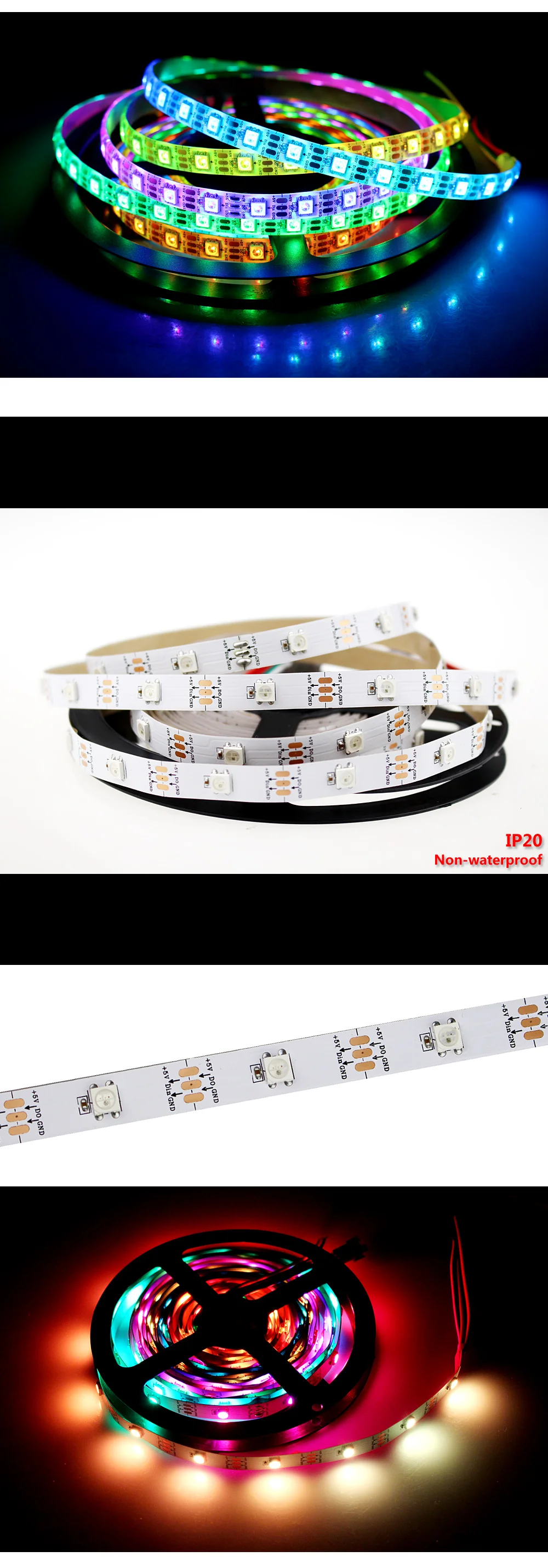 5v Ws2812b Светодиодная лента Водонепроницаемая 30 60 144 светодиодов/м доступный rgb-светодиод 5v Ws2812 Ws2812b в 5050 Rgb светодиодная лента