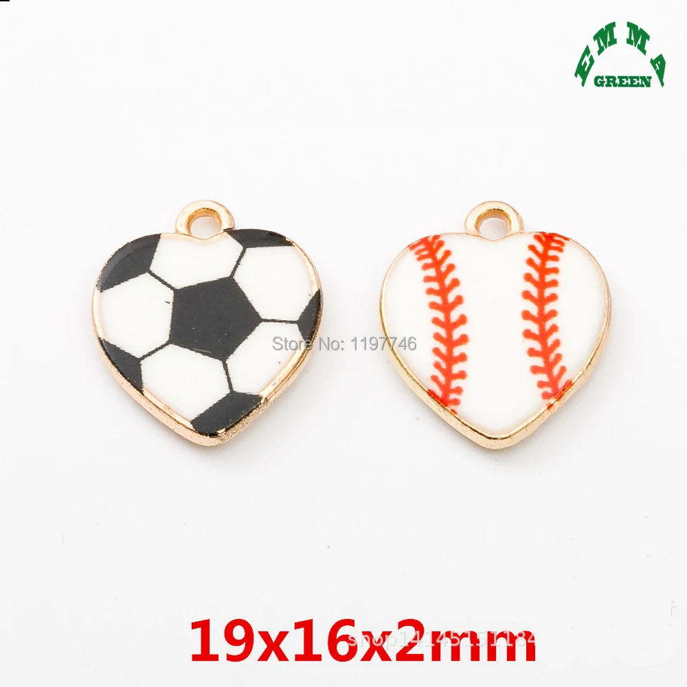 

Gold Charms Football Baseball Enamel Oil Drop Jewelry Charm 10pcs 19mm Charm Pendants for Jewelry making Findings