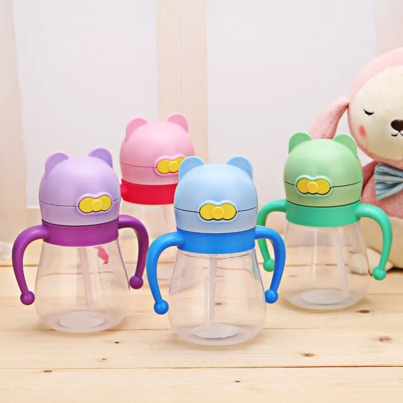 

200ml Baby Infant Kids Feeding Drinking Water Straw Bottle Sippy Suction Cup With Handle