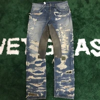 mens cow king re applied cloth washed worn damaged rotten good quality jeans