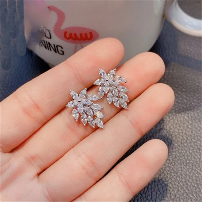 

S925 Needles Drop Earrings For Women Cubic Zirconia Fine Jewelry High Quality Accessories Wedding Earring Drop Shipping