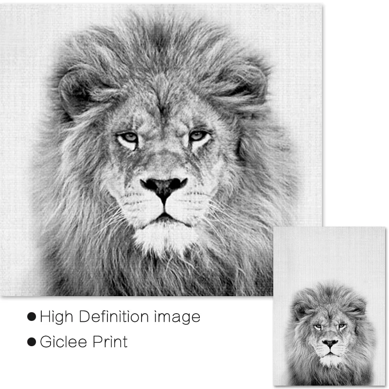 Картина на холсте в скандинавском стиле черно белые животные постеры и принты