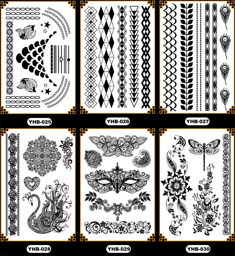 2 шт. женские черные кружевные наклейки для татуировок водонепроницаемые прочные