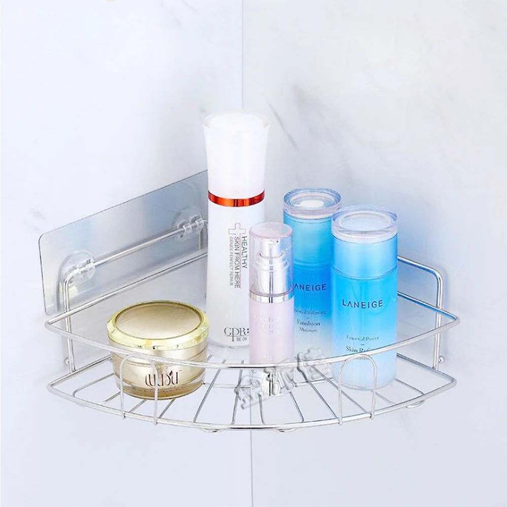 Угловая полка из нержавеющей стали самоклеящаяся для ванной комнаты и душа