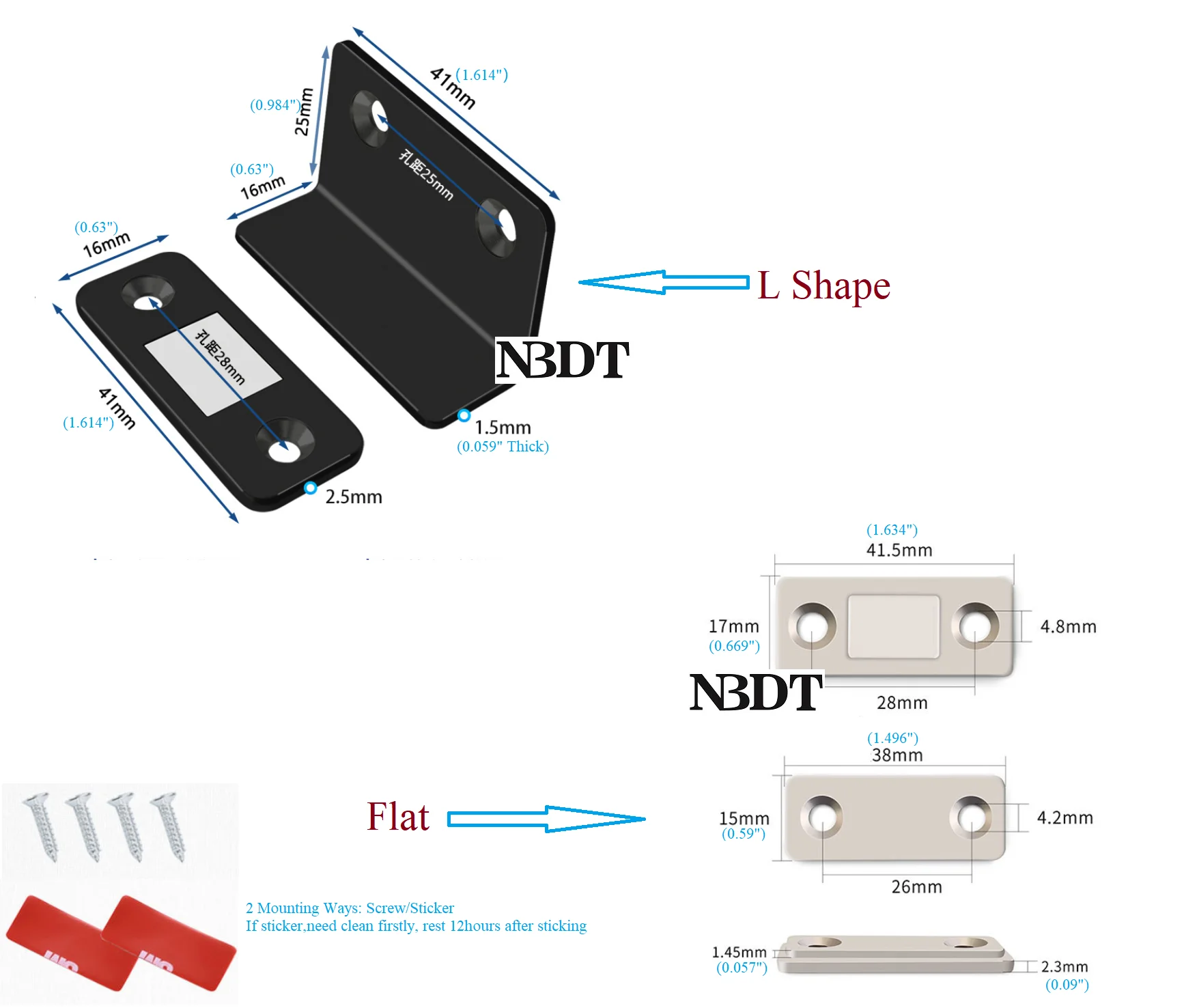 20 шт. стальной прямоугольный L образный тонкий магнитный дверной рычаг мебельный