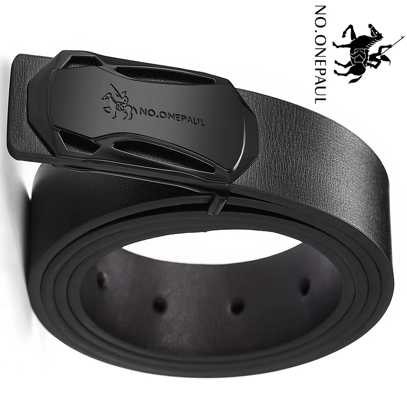 Мужской винтажный ремень NO.ONEPAUL Черный Повседневный из натуральной воловьей кожи