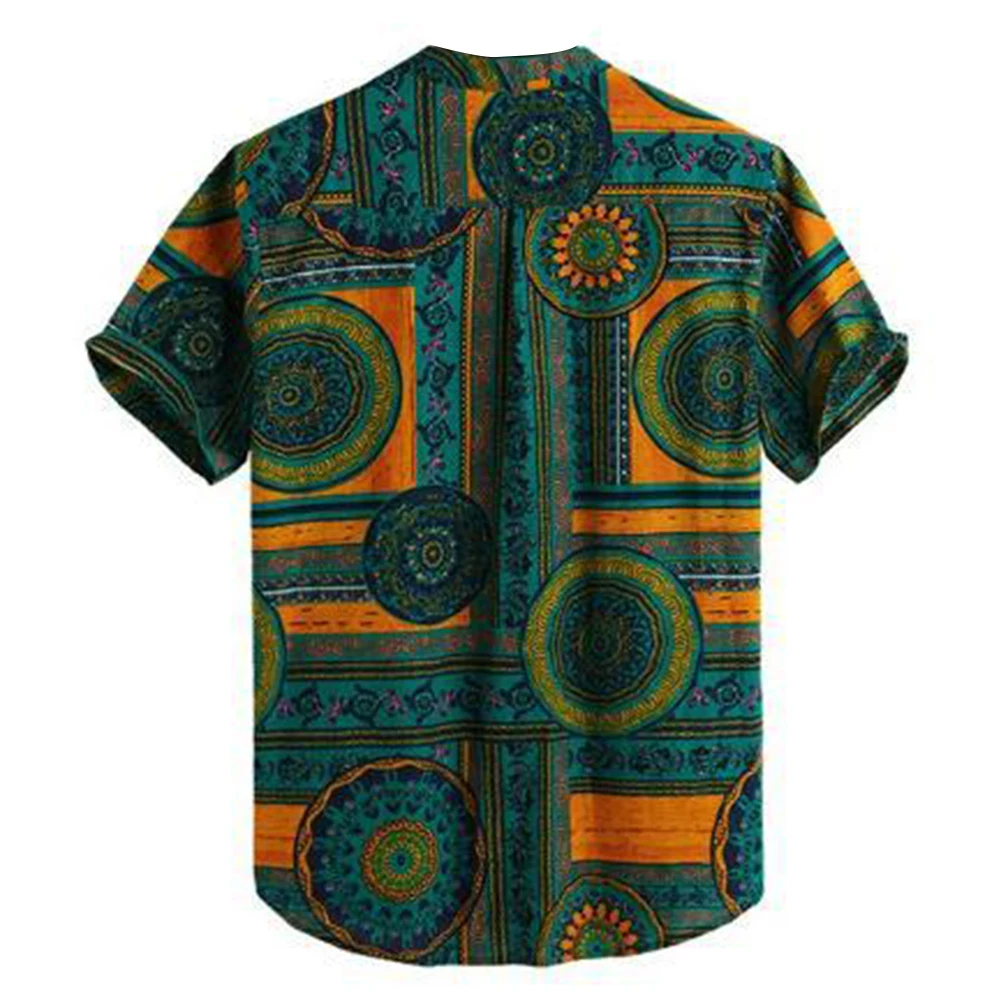 Рубашка мужская летняя с геометрическим принтом Повседневная Блузка коротким