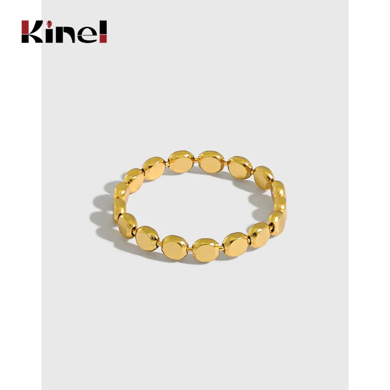 

Kinel 2020 New Geometric Oblate Beads 925 Sterling Silver Ladies Fashion Girl Ring Boutique Jewelry Valentine's Day Gift