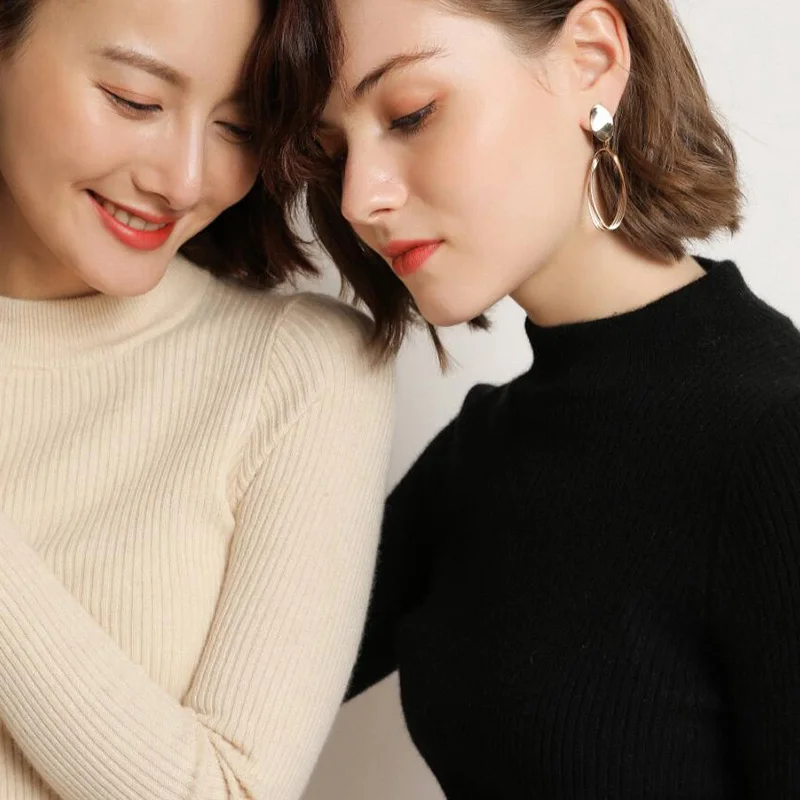 2019 женский кашемировый свитер с воротником-хомутом женские зимние свитера