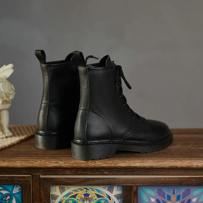 

2020 Newest Autumn Winter Boots Women Genuine Cow Leather Motorcycle Boots Party Casual Shoes Woman Hight Heels Ankle Boot