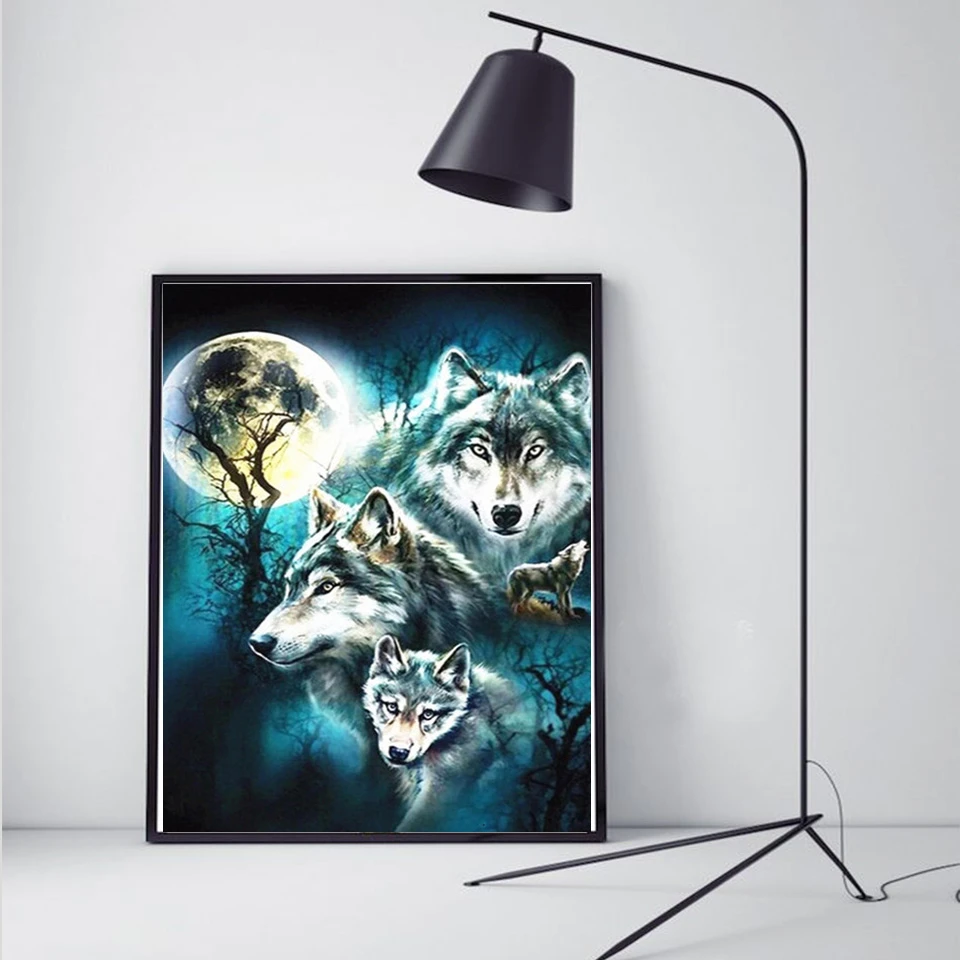 Evershine 5D DIY Алмазная вышив волк полная площадь Круглый алмазная мозаика животные