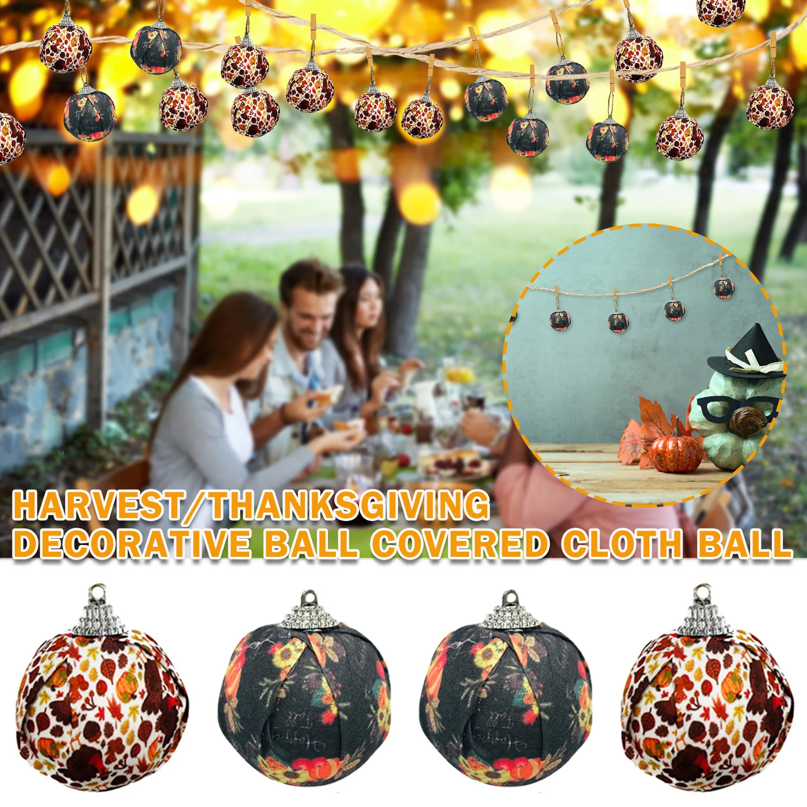 

DIY Thanksgiving Balls Pendant Ornaments Hanging Ball Foam Christmas Tree Decorations Home Holiday Navidad New Year Gift #F