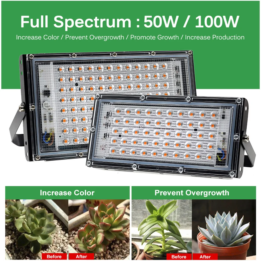 

LED Grow Light 50W 100W LED Floodlight AC220V Full Spectrum Lamp Hydroponic Plant Flowers Nursery Seedlings Growth Lighting