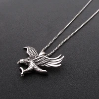 free shipping punk 316l stainless steel silver color black eagle hawk pendant biker animal charm jewelry