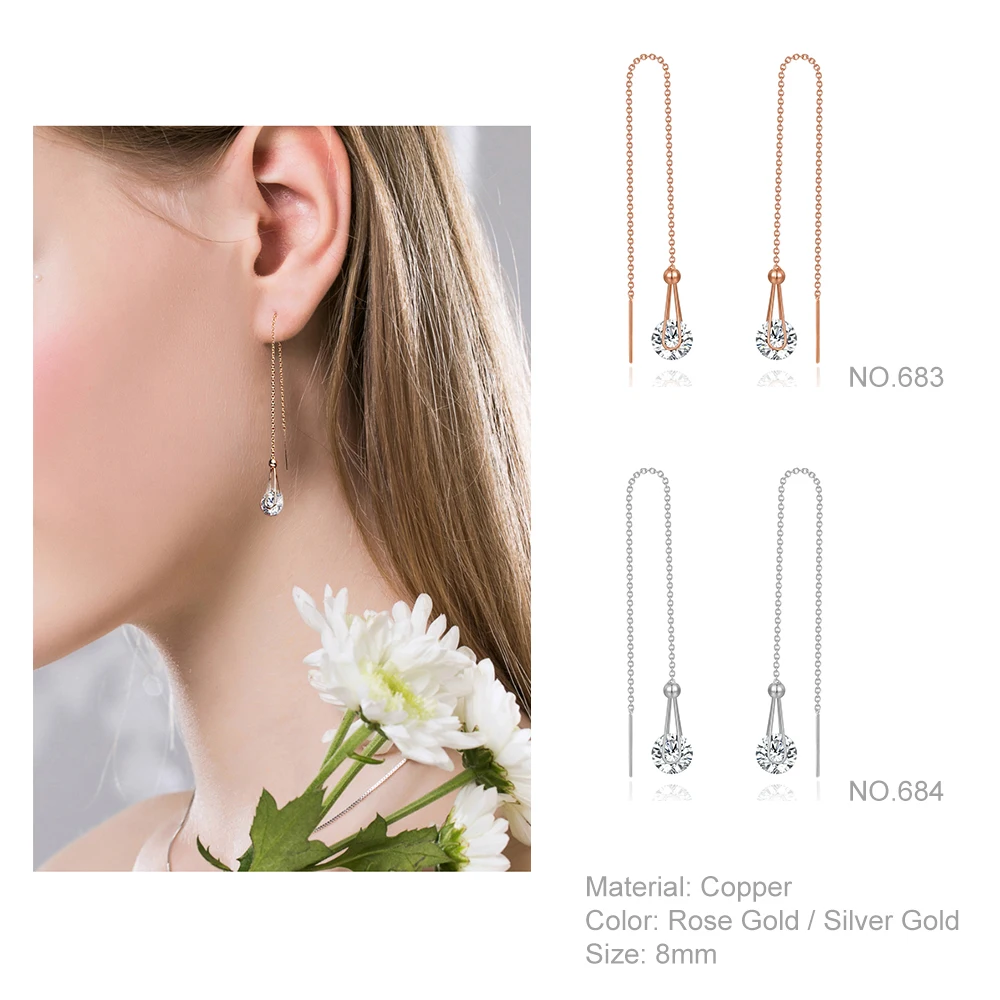 Женские серьги подвески с фианитом 2 карата|long earrings silver|line earringearrings silver long |