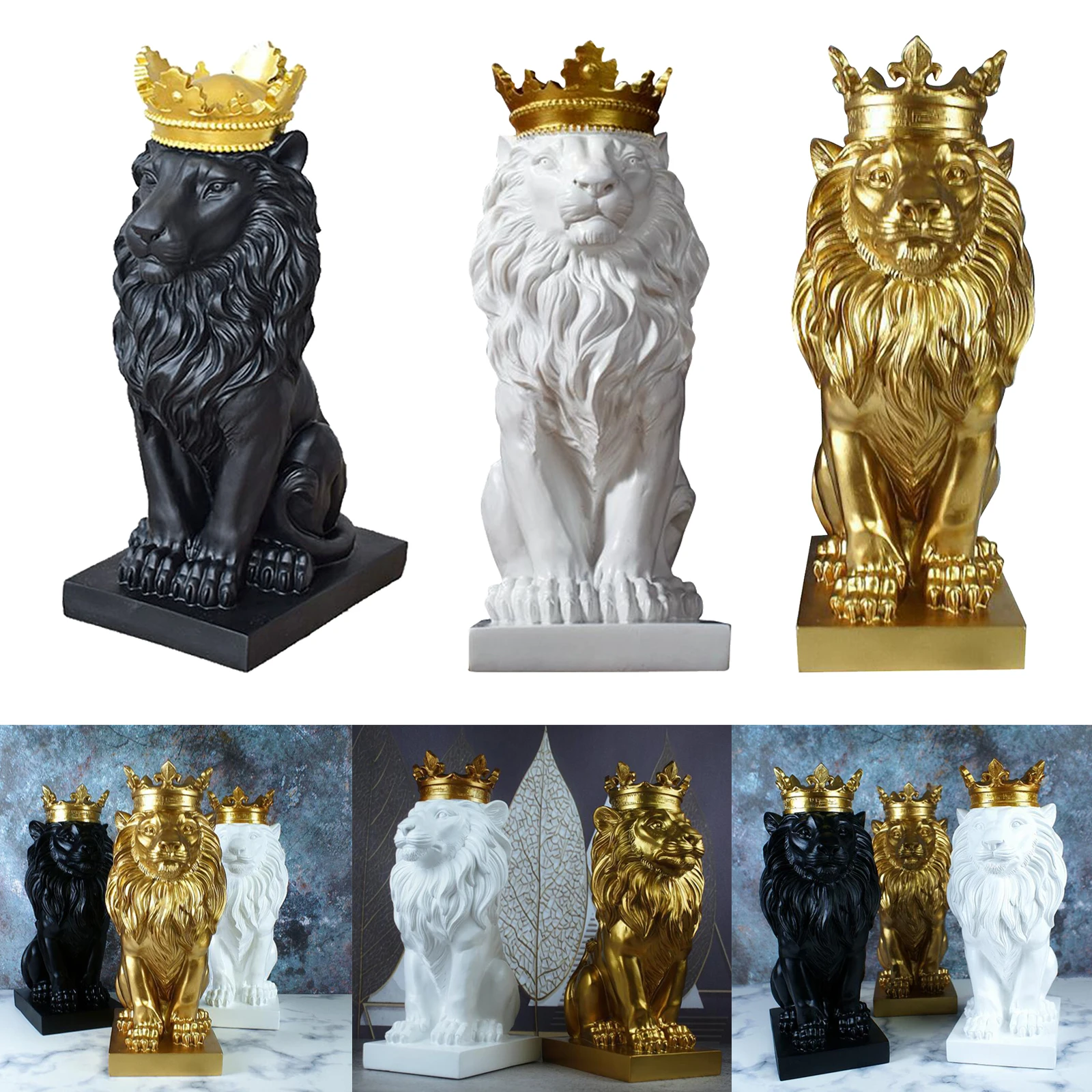 

Abstract Lion Sculpture Figurine Home Office Porch Statues Decor Ornaments