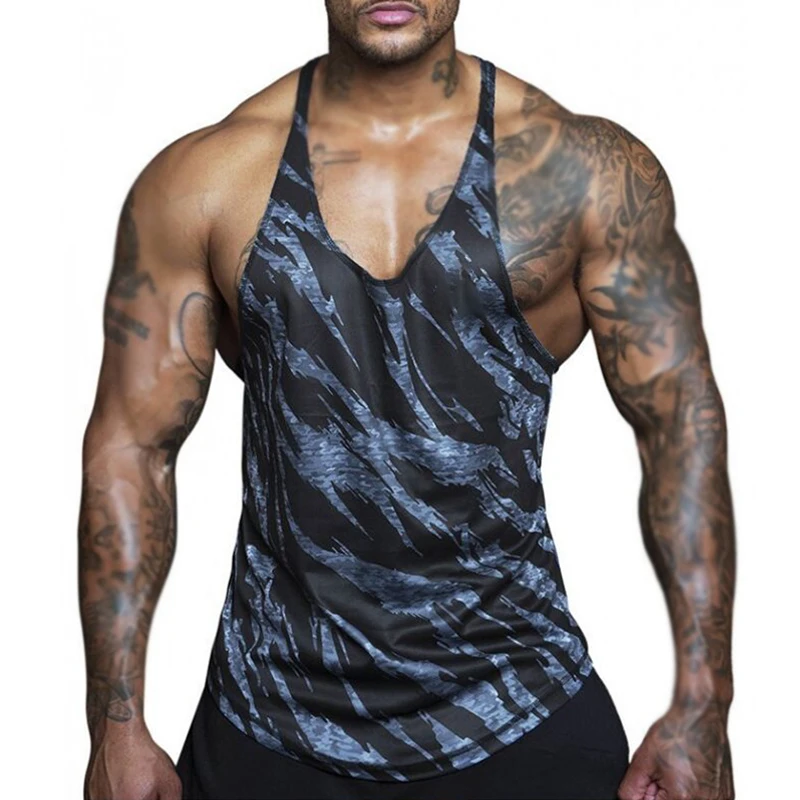 

Men's Sexy Slim Sports Tank Top Gym Workout Fitness Bodybuilding Sleeveless Vest Breathable Gym Clothing Plus Size