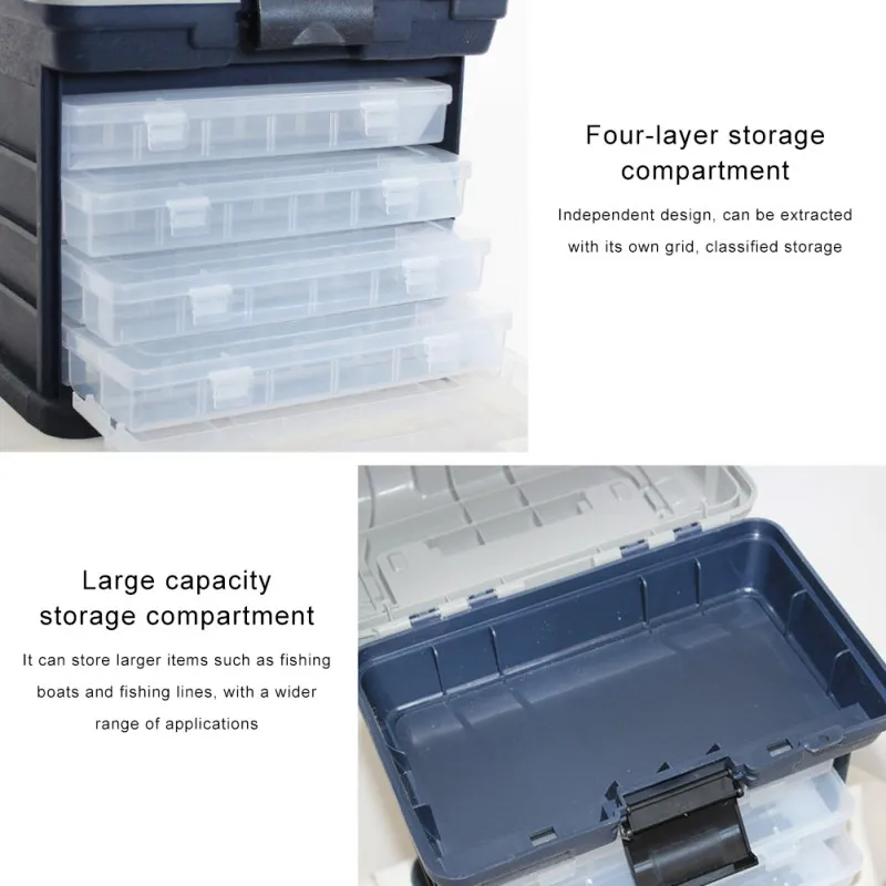 

Fishing Box 4-Layer Wheelbox Toolbox Fishing Box Fishing Box Luer Fishing Box Suitcase Blue Buckle