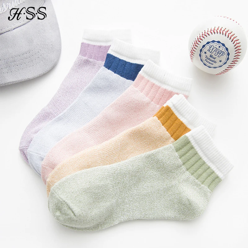 HSS Brand High Quality Women Cotton Striped Socks Pink Green Short Socks Spring Summer Breathable For Woman sock hosiery female