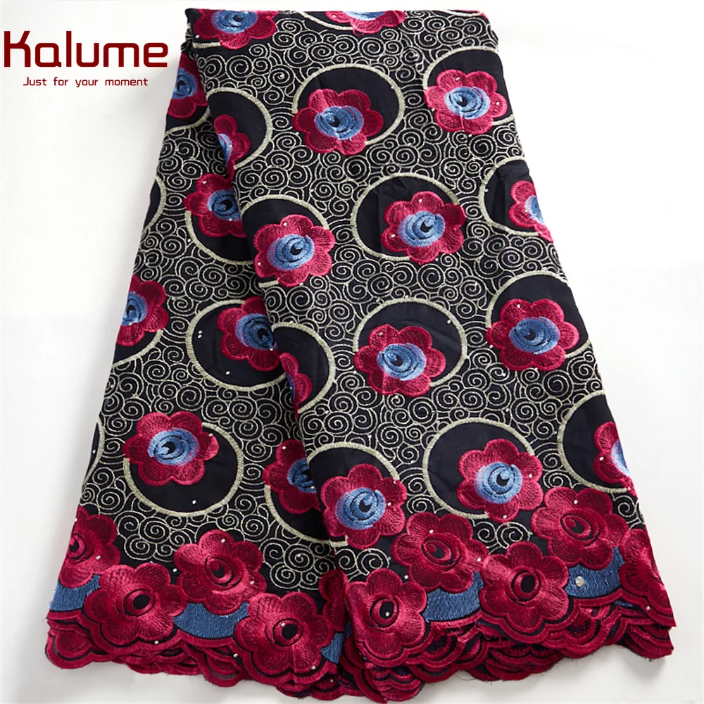 

Kalume African Siwss Voile Lace Fabric With Stones Nigerian Cotton Lace Fabric High Quality Lace Fabric For Diy Dress F2510