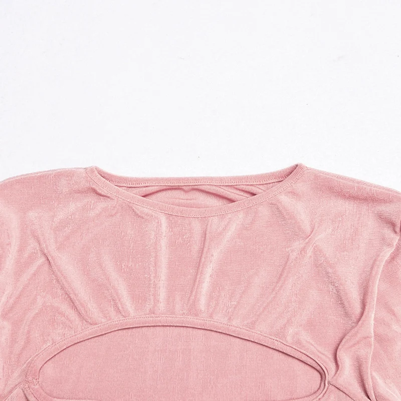 

Two-Piece Dress Female Long Sleeve Hollowed Out Bodycon Sexy Mini Dress Club Party Costume L Size