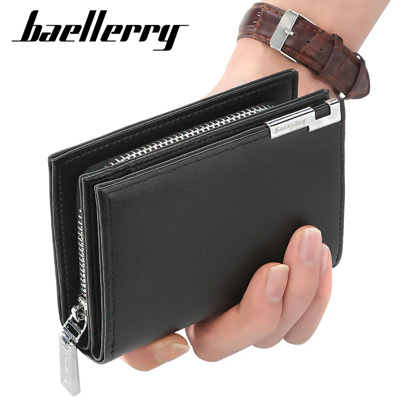 

baellerry Men Short Wallet Casual Card Holder Multi Functional Zipper Hasp Purse Small Coin Pocket Money Bags carteira masculina