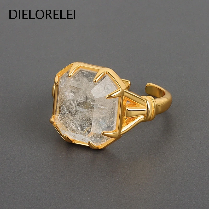 

DIELORELEI 925 Sterling Silver Women Girls Accessories Gift Minimalist Jewelry Adjustable Ring Light Luxury Style Temperament