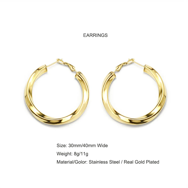 

Stainless Steel Hoop Earrings for Women 3cm/4cm Hoops Earrings Gold Plated Korean Earrings Acero Inoxidable Joyeria Mujer YCHM