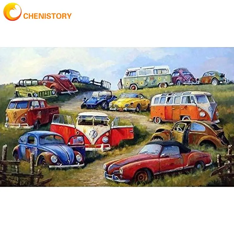 

CHENISTORY Diamond Painting Car Bus Open Country Landscape Full Square Home Decoration Full Drill Embroidery Handcraft Art Pictu