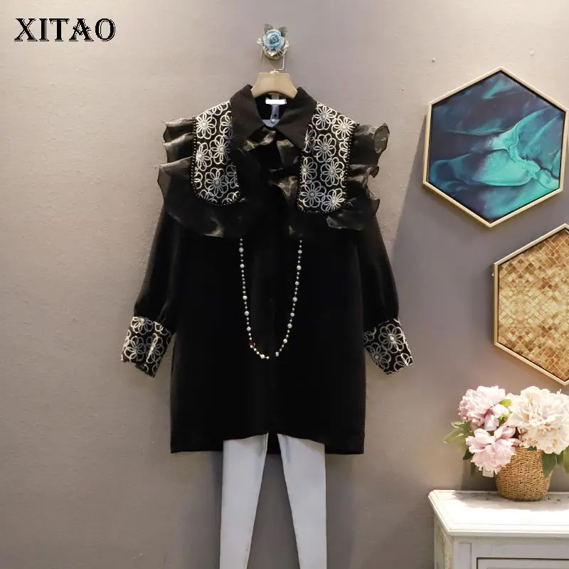 

XITAO, платье с оборками, модное, новое, женское, винтажное, лоскутное, маленькое, свежее, 2021, Осеннее, свободное платье с длинным рукавом, DZL2842