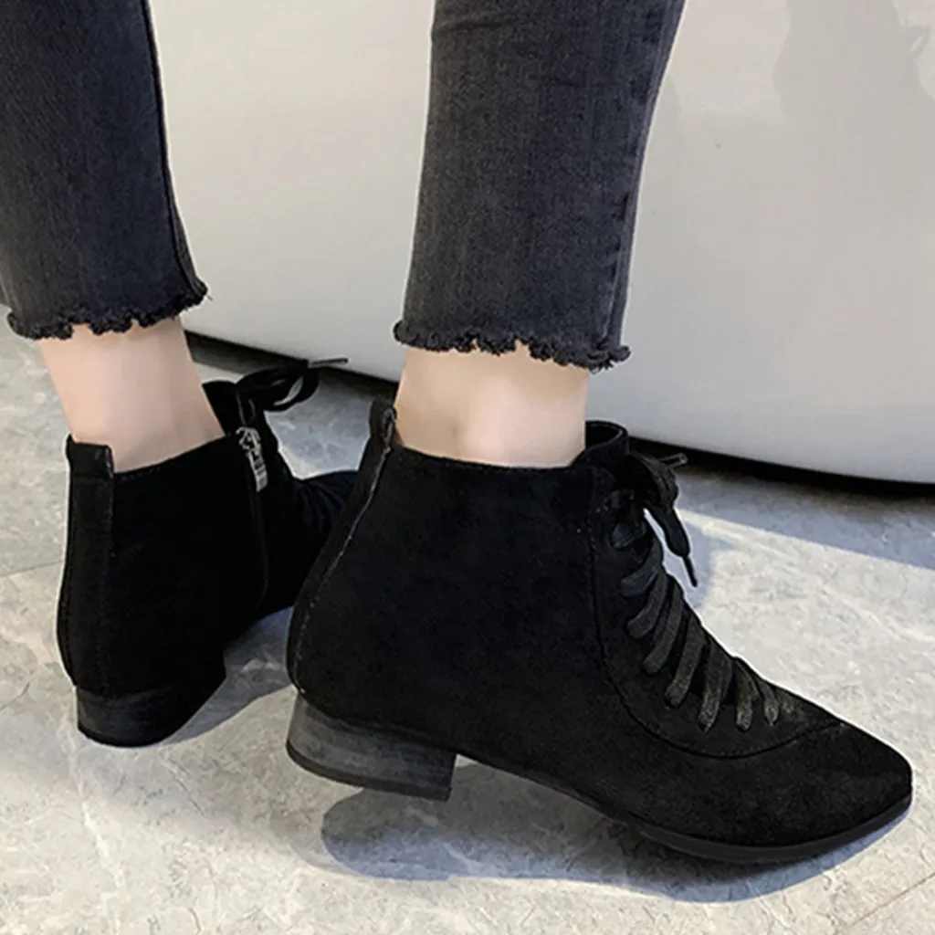 

Fashion solid color pointed cross with Chelsea ankle boots women's shoes laced boots cross straps ankle boots 2020