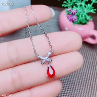 kjjeaxcmy fine jewelry 925 sterling silver natural ruby inlaid female money chain pendant supports detection