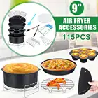 115 шт.компл. аэрофритюрница для приготовления блюд без доступа 9 дюймов, пригодный для Airfryer 5,2-6.8QT выпечки корзина пицца плита гриль горшок Кухня Пособия по кулинарии инструмент для вечерние