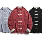 Новинка 2022, куртка-кимоно, Мужская традиционная китайская одежда, льняной Топ ханьфу с длинным рукавом, костюм Тан, рубашка Кунг-фу, кардиган, пальто