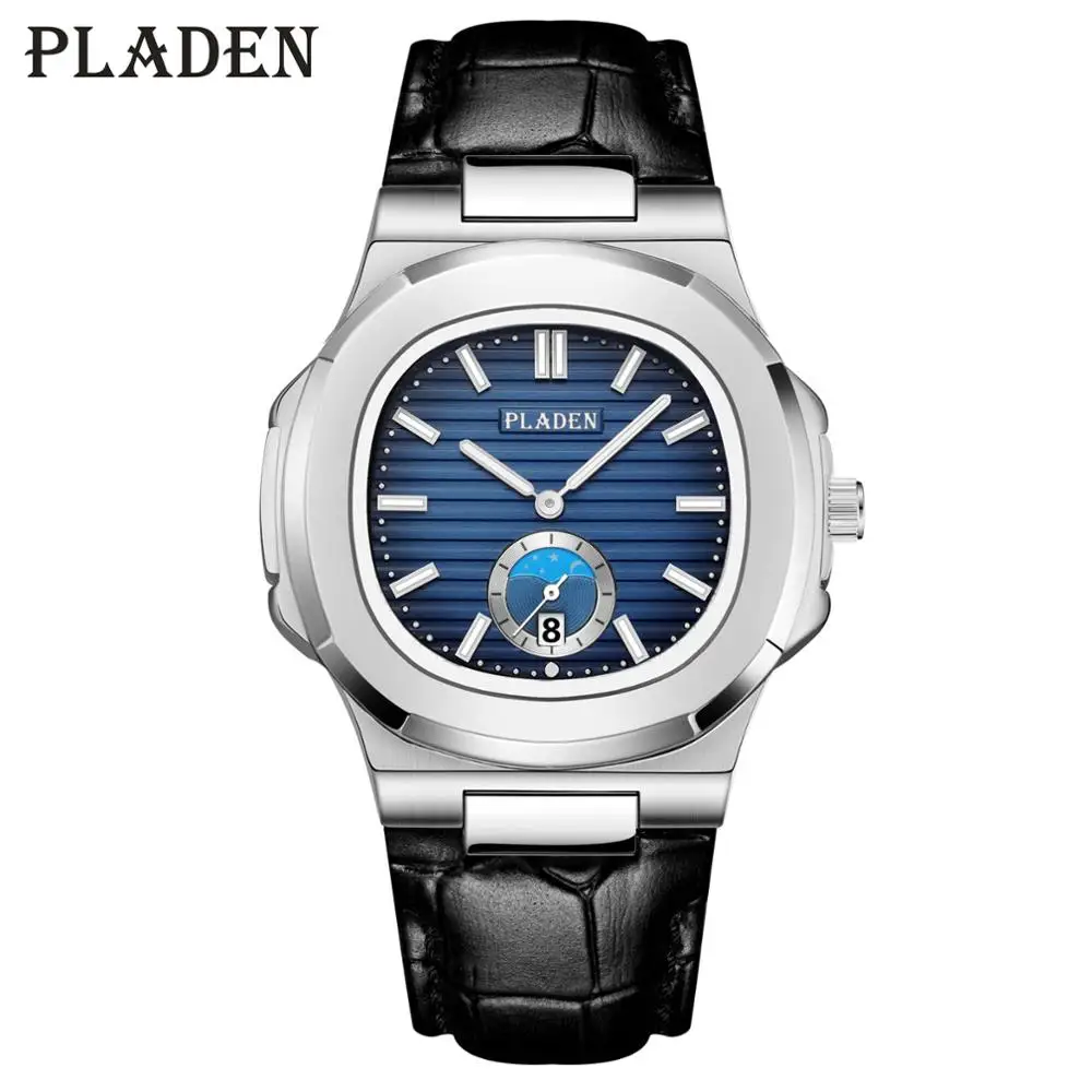 Часы наручные PLADEN Мужские кварцевые модные повседневные спортивные с кожаным