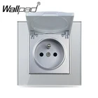 Серебристая круглая французская розетка с крышкой Wallpad, Хрустальное стекло 220 В переменного тока 16 А, Польша, Бельгия, французская розетка Powerl с зажимами