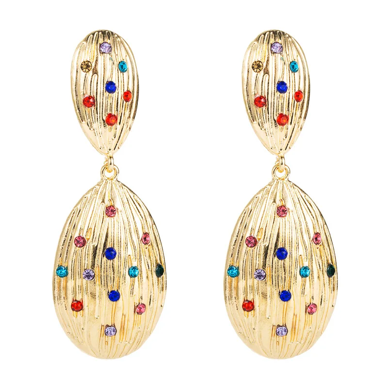 

New Design CZ Zircon Crystal Geometric Gold Dangle Drop Punk Earrings for Women Female Party Daily Huggie Fashion Jewelry Brinco