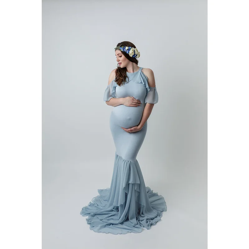 

Sexy Maternity Photography Props Maternity Dresses Off Shoulder Maternity Gown for Photo Shoots Cotton Women Pregnancy Dress