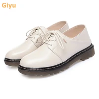 lace up small leather shoes womens british style low heel shoes genuine leather thick heel work deep mouth womens single shoes