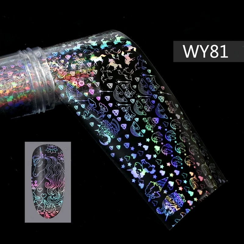 Y81 Nail Foils 1 шт. голографические наклейки-лак для ногтей Переводные Звездные полоски наклейки для дизайна ногтей смешанные узоры ползунки для хобби ногтевой дизайн - Цвет: Y81 Nail Foils